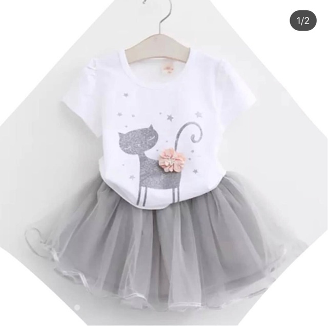 Baju setelan anak cuties cat / baju import