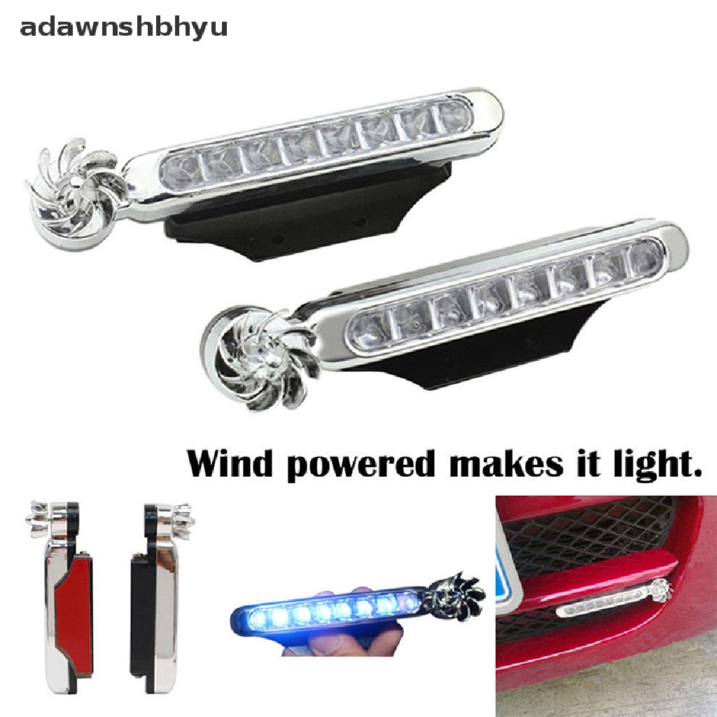 Adawnshbhyu 1pc Tenaga Angin 8led Mobil DRL Siang Berjalan Lampu Kabut Peringatan Auto Head Lamp