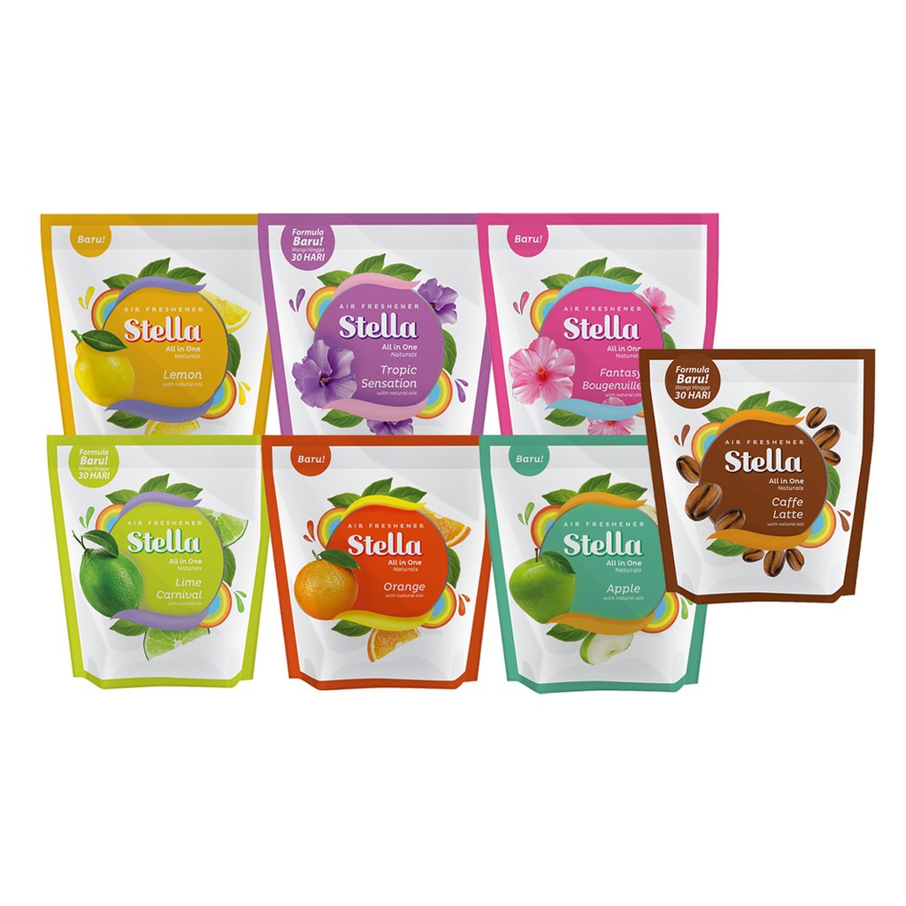 PENGHARUM RUANGAN STELLA GANTUNG ALL IN ONE 42 GR CAFFE LATTE LEMON ORANGE AIR FRESHENER