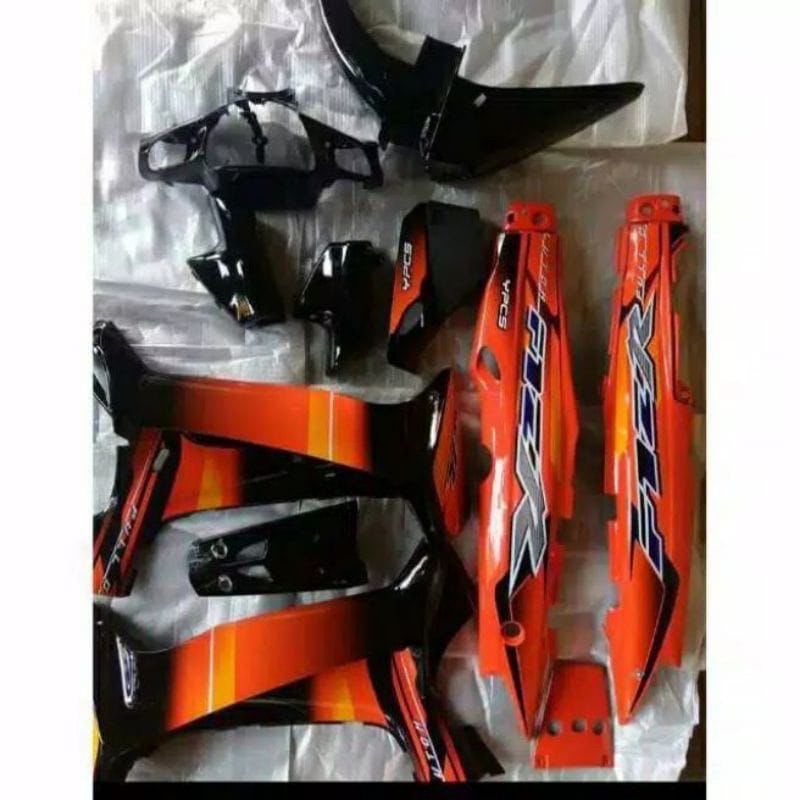 cover body Fiz R caltex hitam orange body orange full set halus