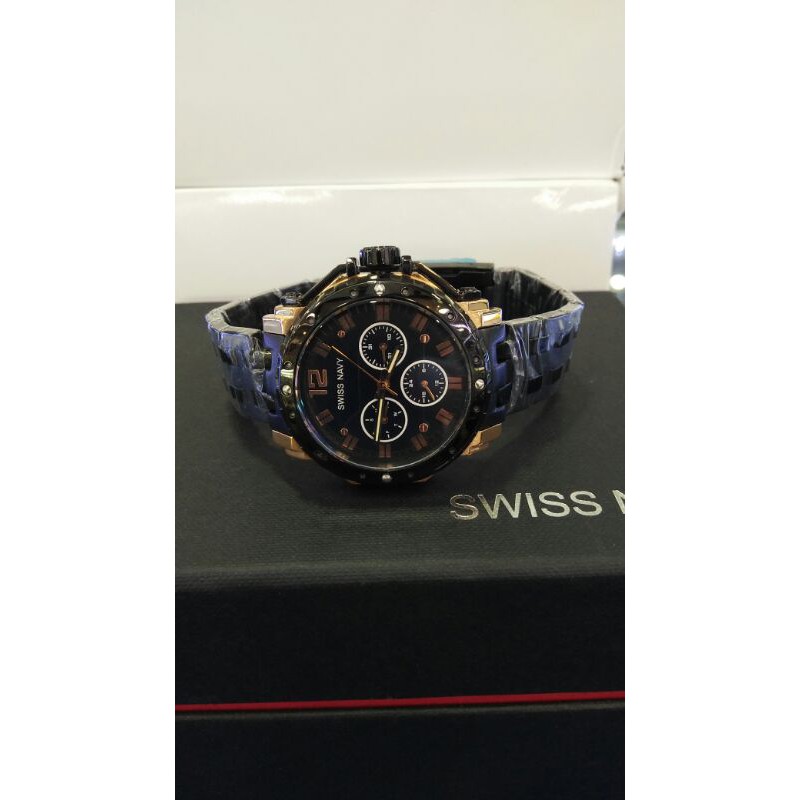 Jam Tangan Swiss Navy Black rose gold ladies SN 8939L