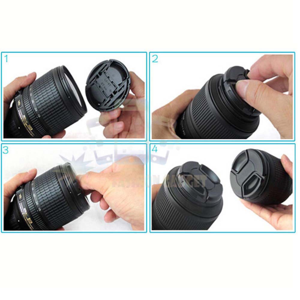 Tutup Lensa Kamera Canon 49 mm + Tali Lens Cap Logo Canon 49mm Snap On Camera Lens Cover Lenscap