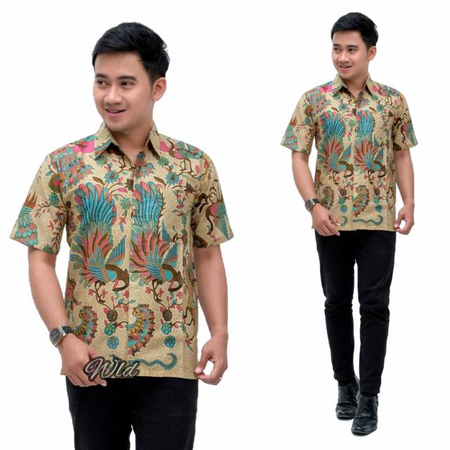 Batik pria TERVIRAL di shopee motif merak tosca