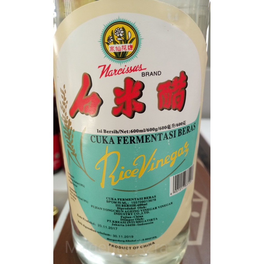 

Cuka Fermentasi 600ml Beras White Rice Vinegar 600 ml merk narcissus 600gr gram