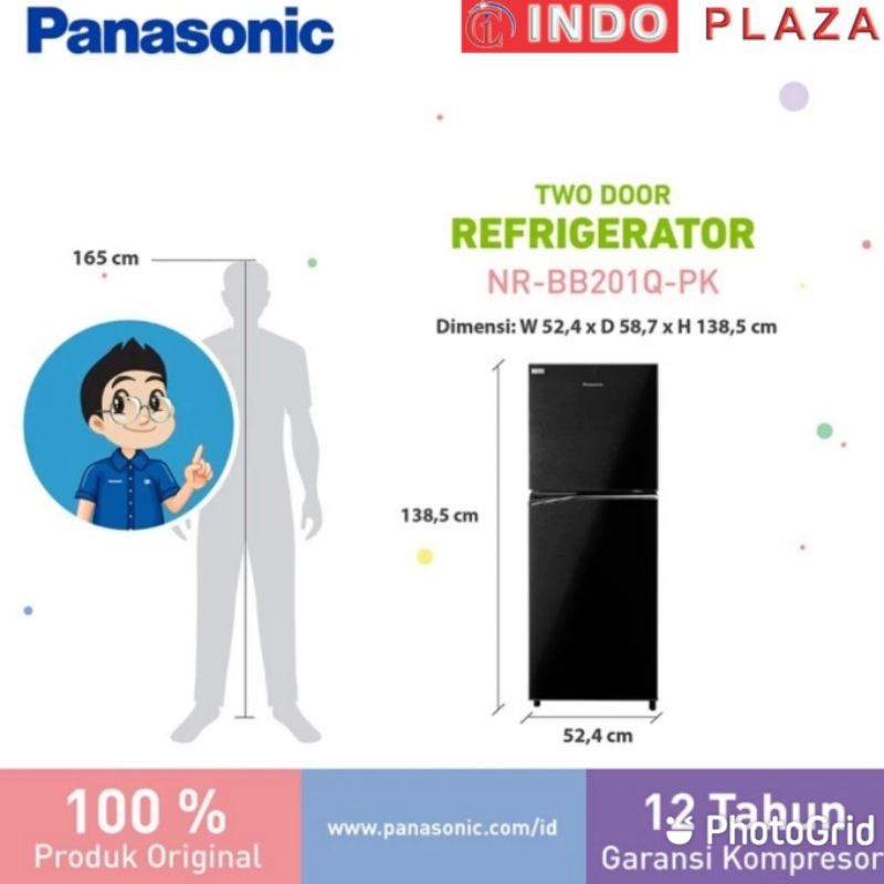 KULKAS PANASONIC 2 Pintu INVERTER NR-BB201Q-PK with PRIME FRESH