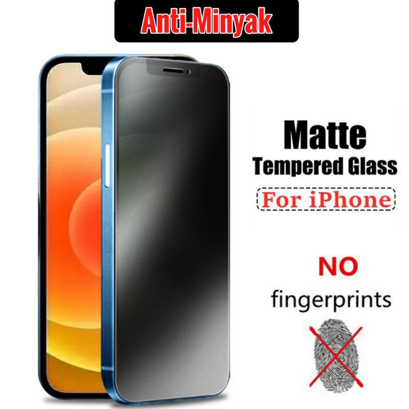 Matte Glass 9H Full Layar Iphone 12 Tempered Glass Anti Minyak Anti Gores Full Layar