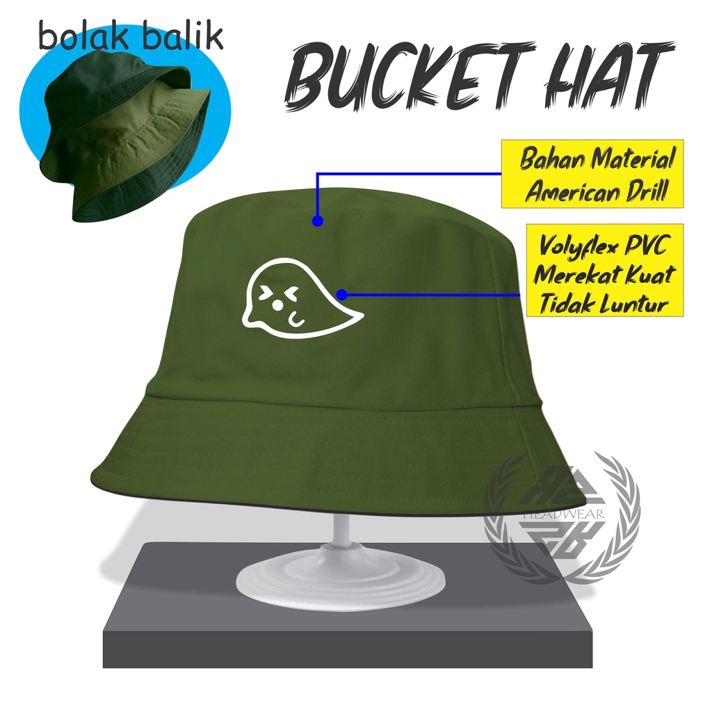 COD Topi Bucket Hat Bolak Balik Wide Bucket Hat Unisex Sablon Gosh Premium