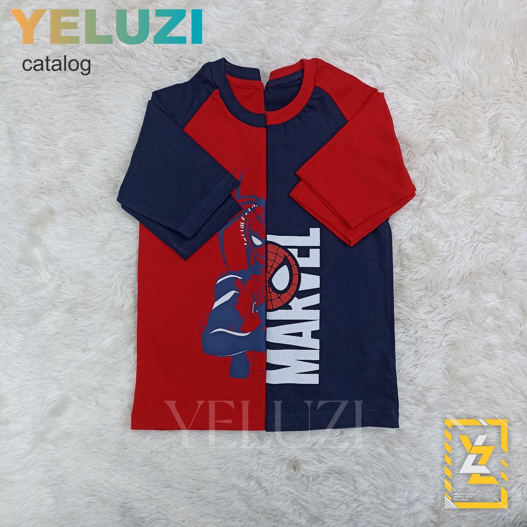 KAOS BAJU ANAK RAGLAN DISTRO MERAH NAVY YELUZI