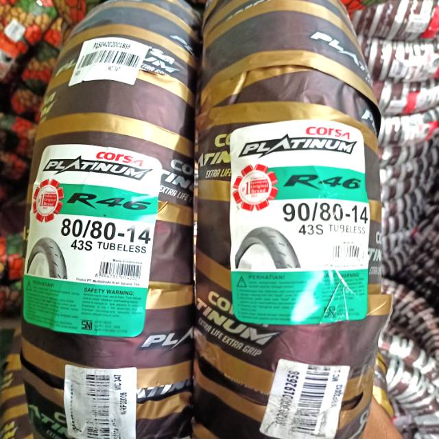 Paket ban tubles matic corsa r46 soft compound 80 80 Paket ban tubles matic corsa r46 soft compound 80 80