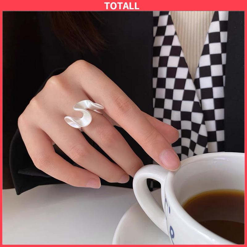 COD Cincin Renda Zirkon Gelombang Matte Pembukaan Cincin Sederhana Wanita yang Dapat Disesuaikan-Totall