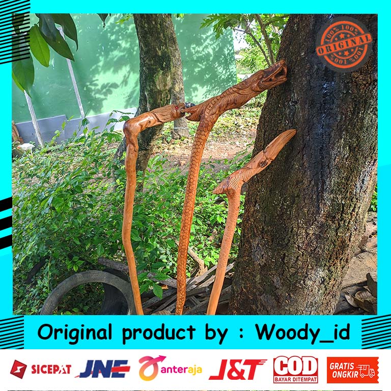 Tongkat bantu jalan ukir bahan kayu stigi