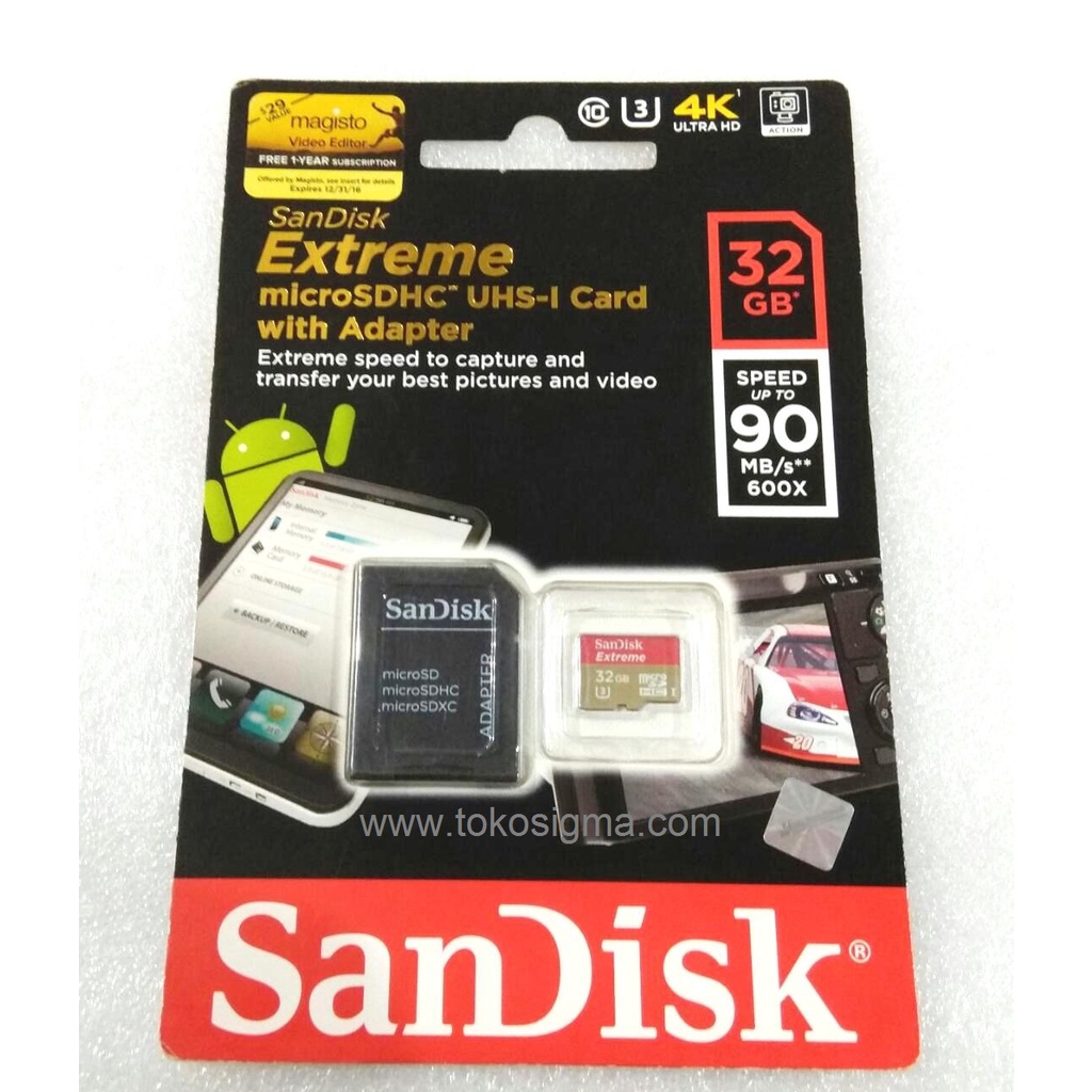 Memory HP Micro SanDisk Extreme microSDHC Card UHS-I 3 4K 90MBps 32GB