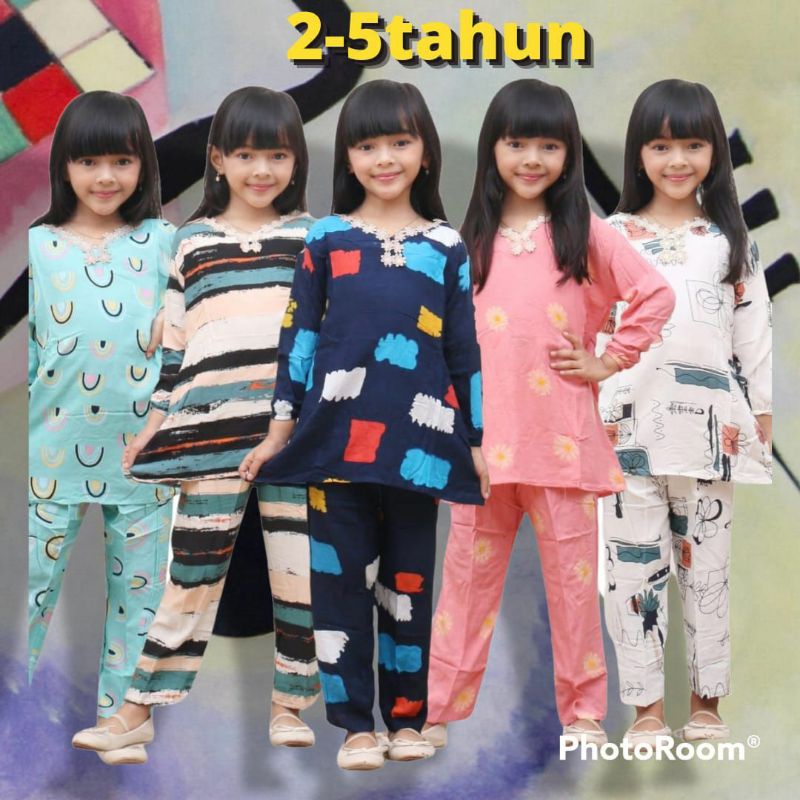 SETELAN RENDA ANAK PEREMPUAN  TUNIK / SETELAN ONE SET ANAK PEREMPUAN TUNIK TALI DEPAN