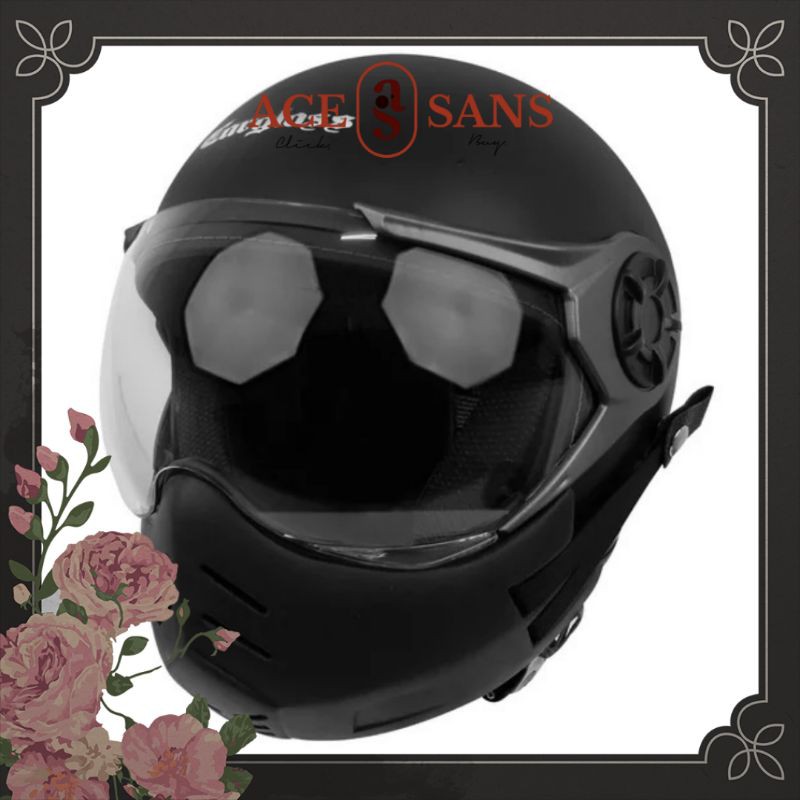 Helm Cargloss Halfface YRM Retro Plus Masker YRM Black Doff I Helm Motor I Helm Cargloss I Helm