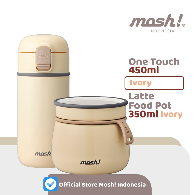 	 Mosh Latte One Touch Tumbler 450ML IVORY & Mosh Food Pot 350ML IVORY	