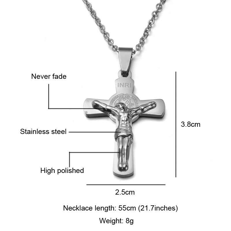 Kualitas Tinggi Stainless Steel Salib Yesus Kalung Liontin Non-memudar Hypoallergenic Best Wishes Gift N-22030