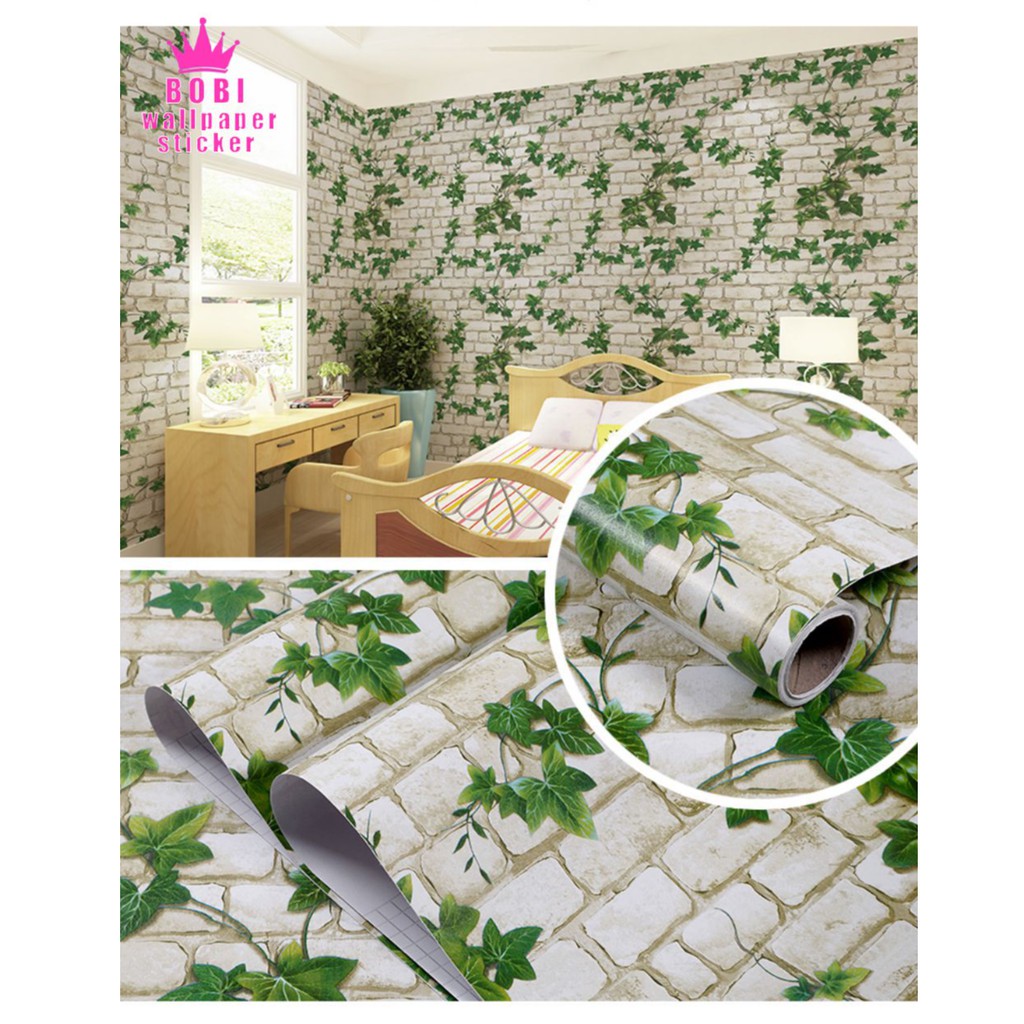 Wallpaper Sticker Motif Bata Daun 5089 - Wallpaper Sticker PVC ± 9 meter x 45 cm