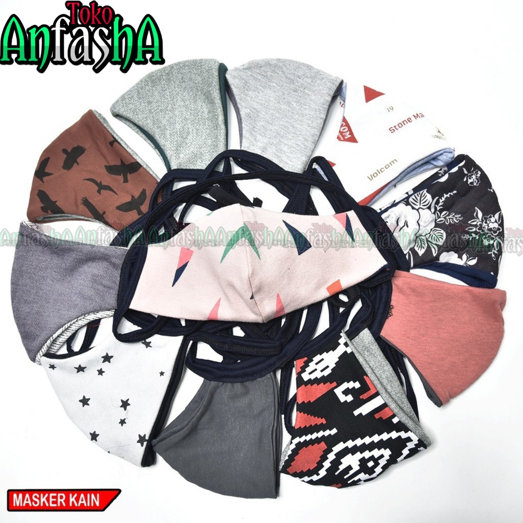 MASKER KAIN MOTIF = Masker kain katun / Masker dewasa bisa di cuci Anti Alergi ORY By Toko Anfasha