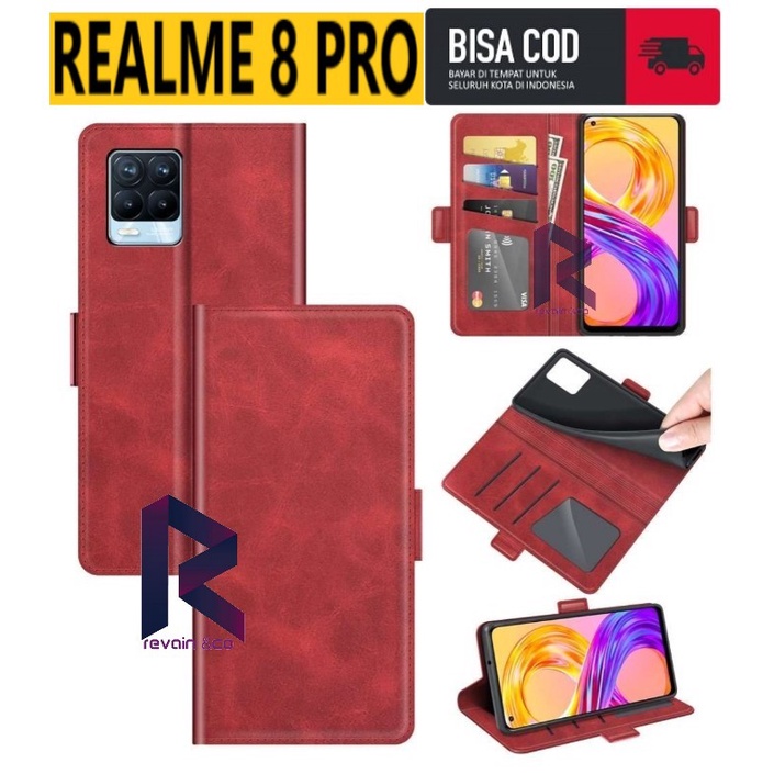 CASING DOMPET REALME 8 PRO FLIP WALLET LEATHER KULIT PREMIUM SARUNG BUKA TUTUP FLIP CASE REALME 8 PRO