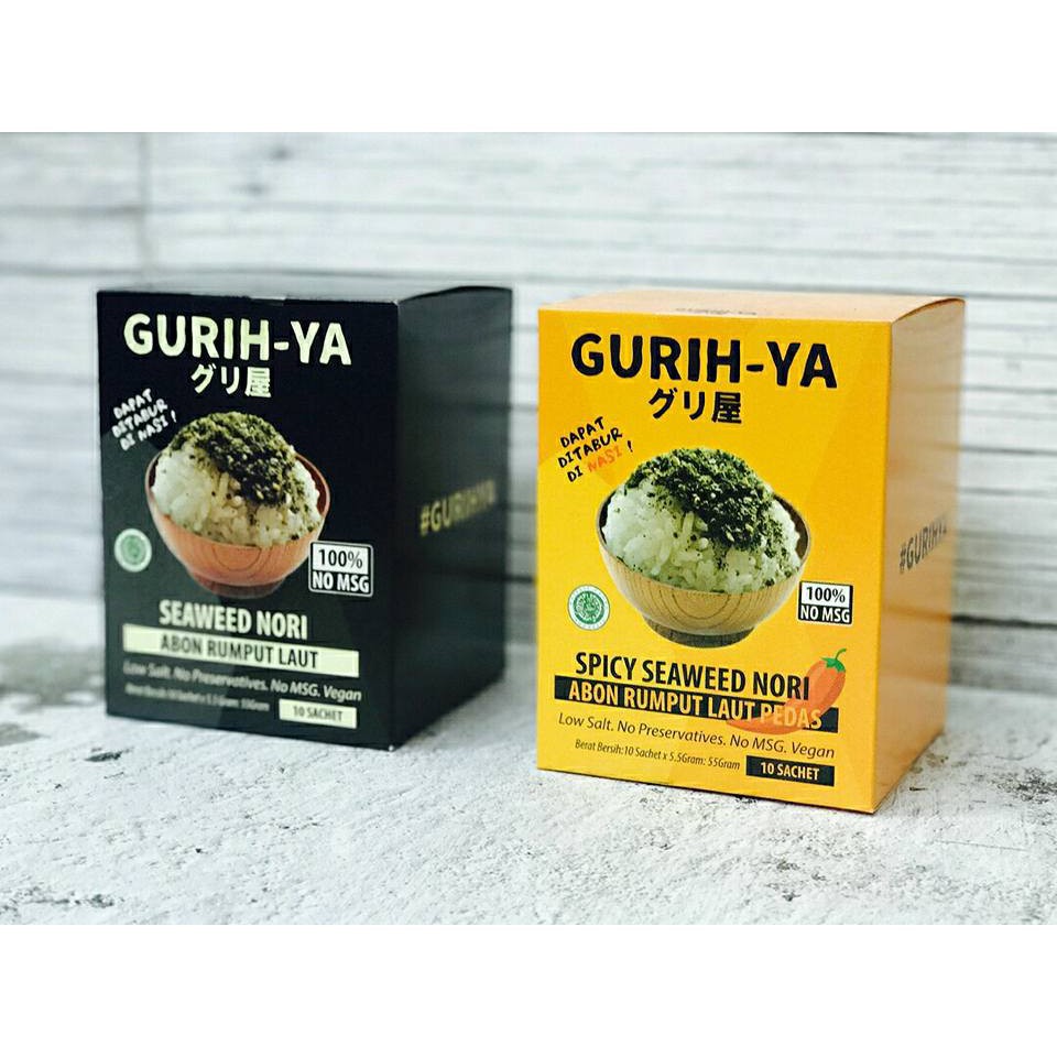 Gurih Ya Seaweed Nori Seasoning Gusset / Box Isi 10 Pcs Sachet 55 gr