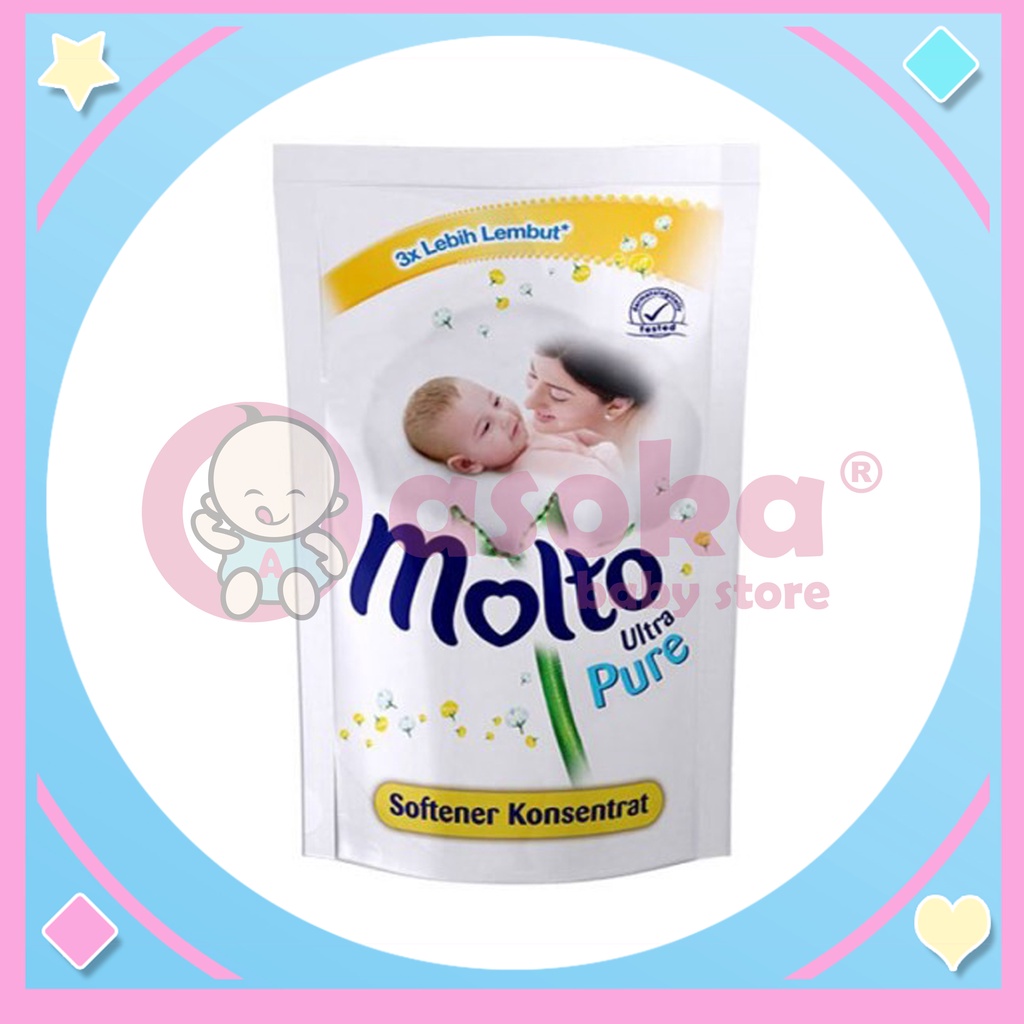 Molto Baby Pure 650 ml / 1600 ml Pewangi dan Pelembut Baju Bayi Konsentrat 4X Lebih Lembut ASOKA