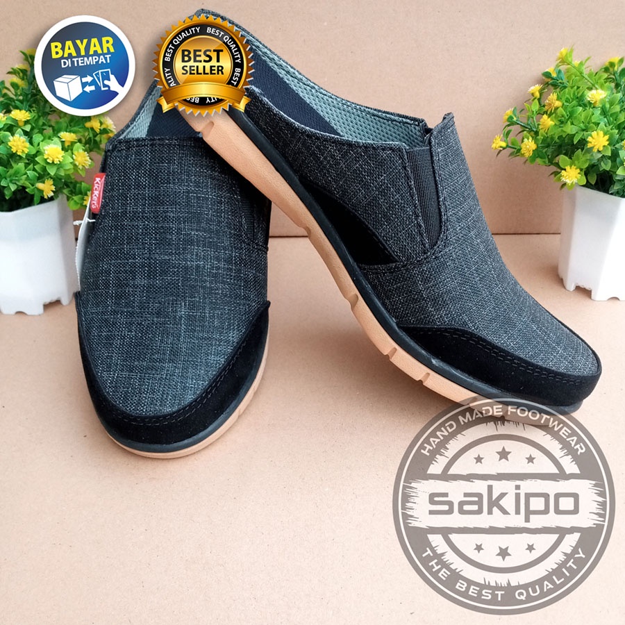 PROMO 9.9 !! SLOP KASUAL PRIA DEWASA SLIP ON WARNA HITAM 102 MURAH BERKUWALITAS SOL KARET TRENDI NYAMAN DIPAKAI / SEPATU SANTAI PRIA DEWASA / SEPATU KERJA LAPANGAN / SEPATU KERJA KANTORAN / SAKIPO