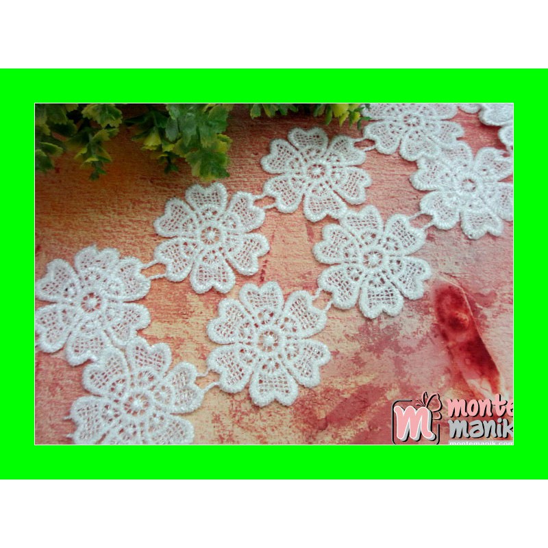 Aplikasi Bunga Renda Hati (ABR-012) Craft Tangan