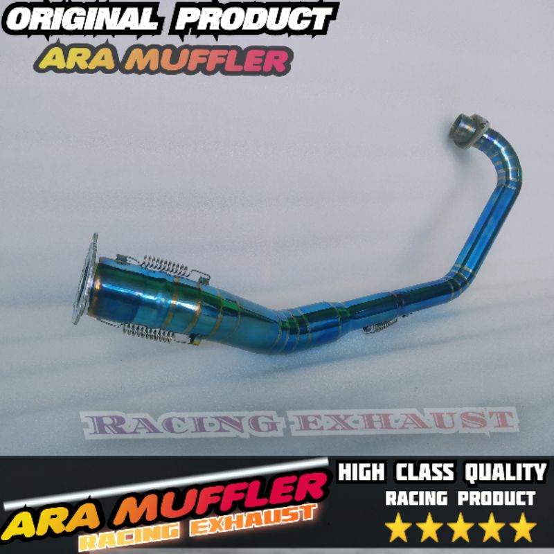 Pipa leher knalpot Bluemoon CB 150R Old Cb Lama plus Adaptor PNP silencer standar Suzuki Satria Fu