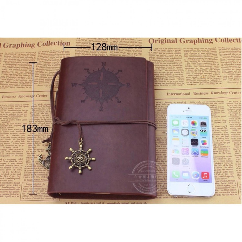 Buku Catatan Diary Binder Kulit Retro Pirate / Buku Journal Kit Vintage Old School Berkualitas / Aksesoris Journaling Kertas Warm Earth Tone Kuning Krem Cream Model Tua Jadul Harry Potter Book Keren Elegan /Buku Remaja Dear Diary To Do List Unik Lucu