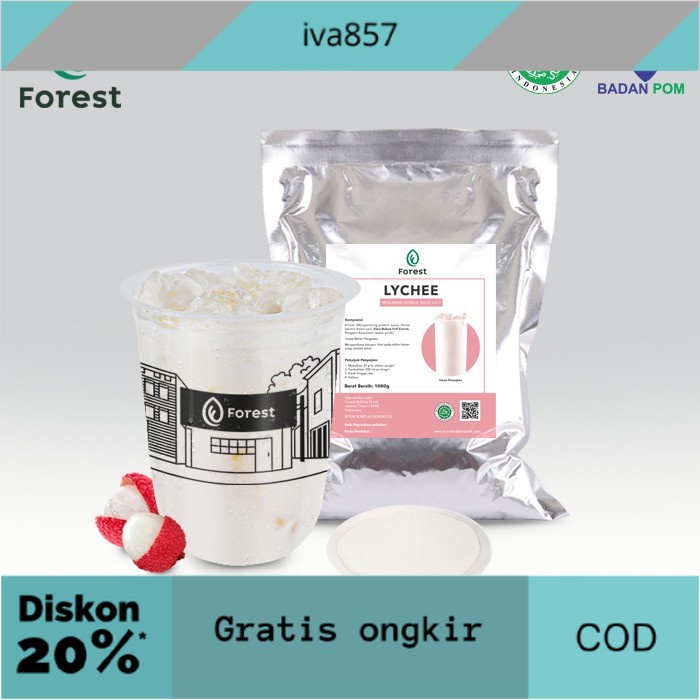 

PROMO Bubuk Minuman LYCHEE Powder - FOREST Bubble Drink - POWDR+BUBLEWRAP GRATIS ONGKIR