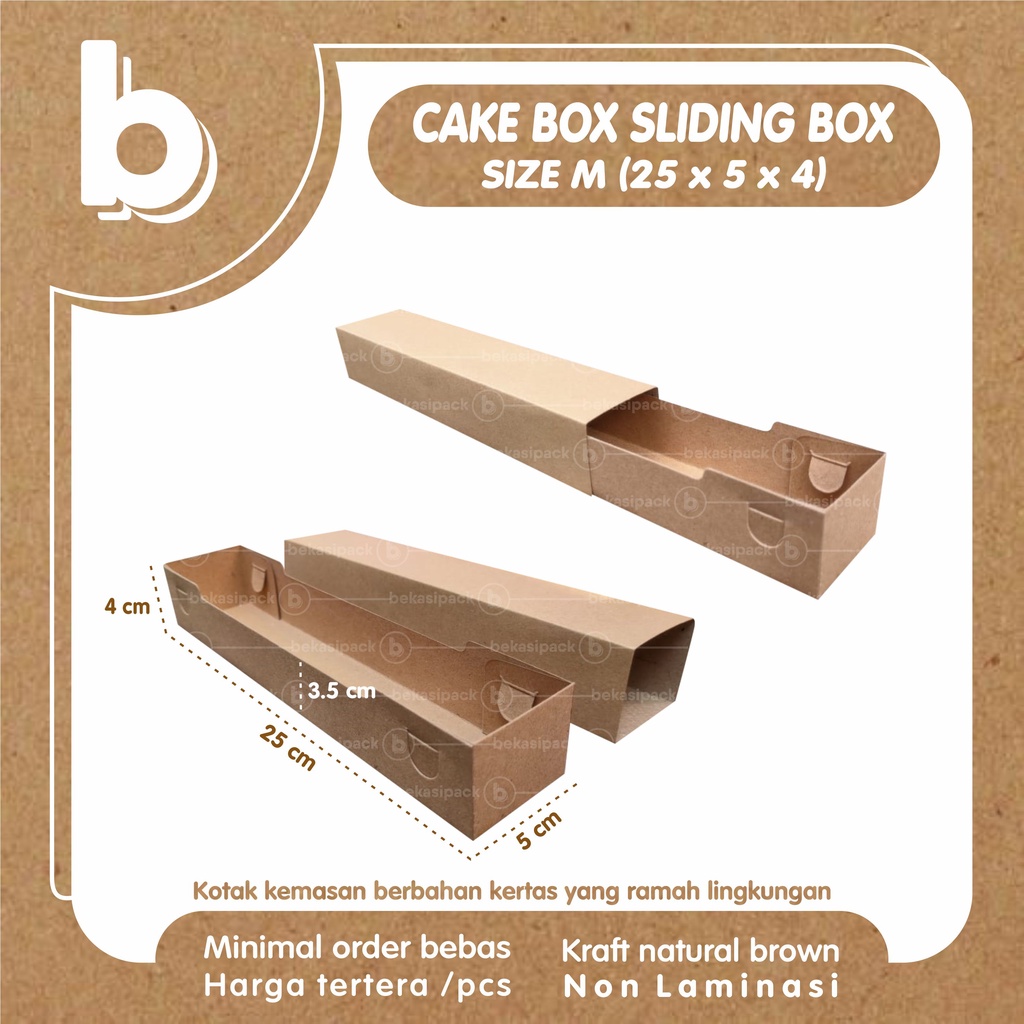 

Cake Box Sliding Box M Kraft Natural 25x5x4 I CBSBM00279