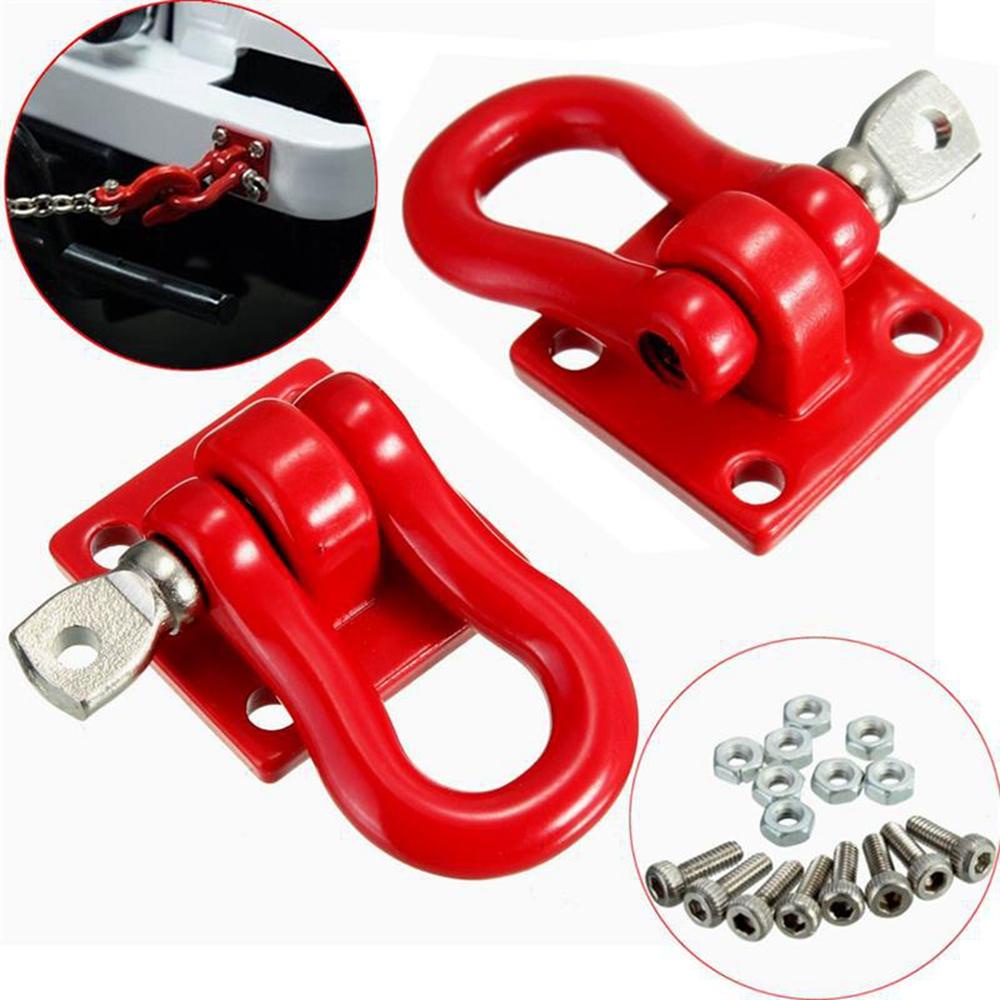 Lanfy Kait Trailer Metal Merah 1: 10pasang Belenggu Aksesori Untuk Skala Truk Crawler SCX-10 RC Crawler Hook