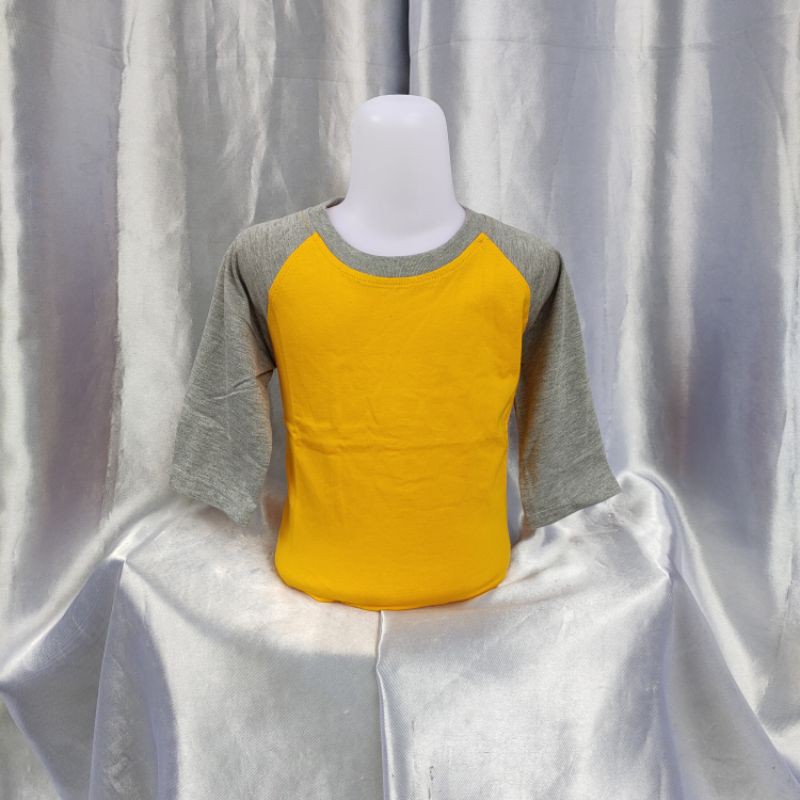 kaos reglan polos KUNING-ABUMISTY 3/4 Uk 20 22 S M L XL XXL