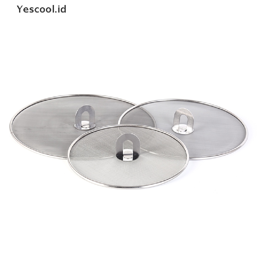 【Yescool】 stainless steel cover lid oil proofing frying pan splatter screen spill proof .