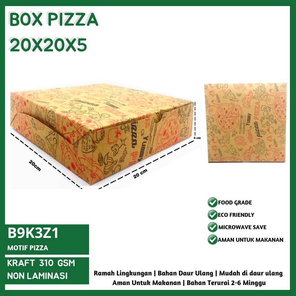 Dus Pizza 20X20 Box Pizza Kotak Pizza (B9K3Z1-20X20X5 Cm)