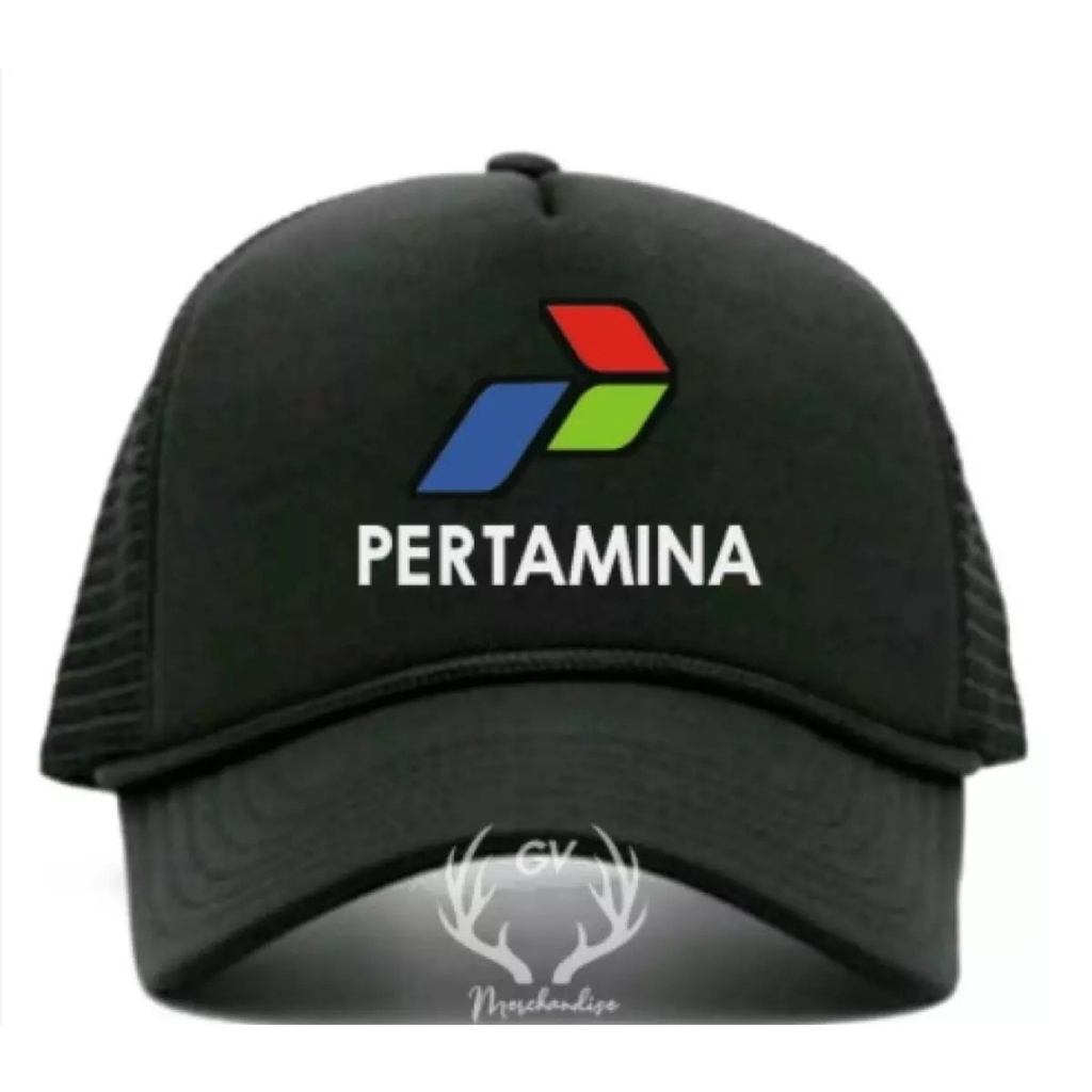 Topi trucker jaring Pertamina logo atas terbaru