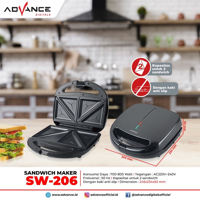 Advance Sandwich Maker SW-206 2 Slot Alat pembuat Sandwich SW206