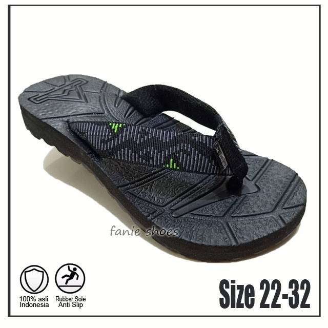 X-gear 22-30 Sandal Anak Karet Remaja Laki Dewasa / Sandal Jepit Hitam Laki / Sandal Murah Laki