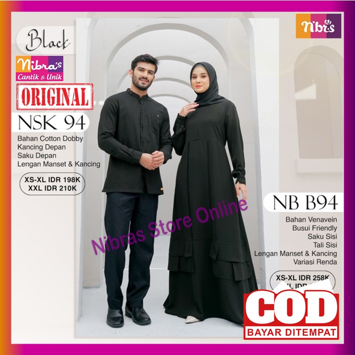 Nibras Couple Terbaru 2022 Pasangan Suami Istri Hitam Polos Sarimbit Nbrs Cople Couple Koko Gamis De