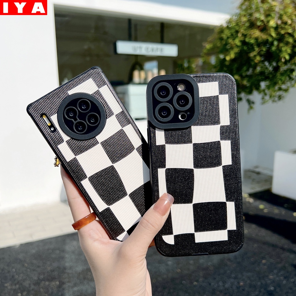 Case Motif Kotak-Kotak Hitam Putih Untuk ViVO Y21 Y21S Y33S S1Pro Y15S Y15A Y30 V21 Y19 V23e Y12S Y12A Y20i Y20 Y53S Y51A Y31 2021 Y51 2020 Y11 Y12 Y15 Y17 Y1S Y91C Y91