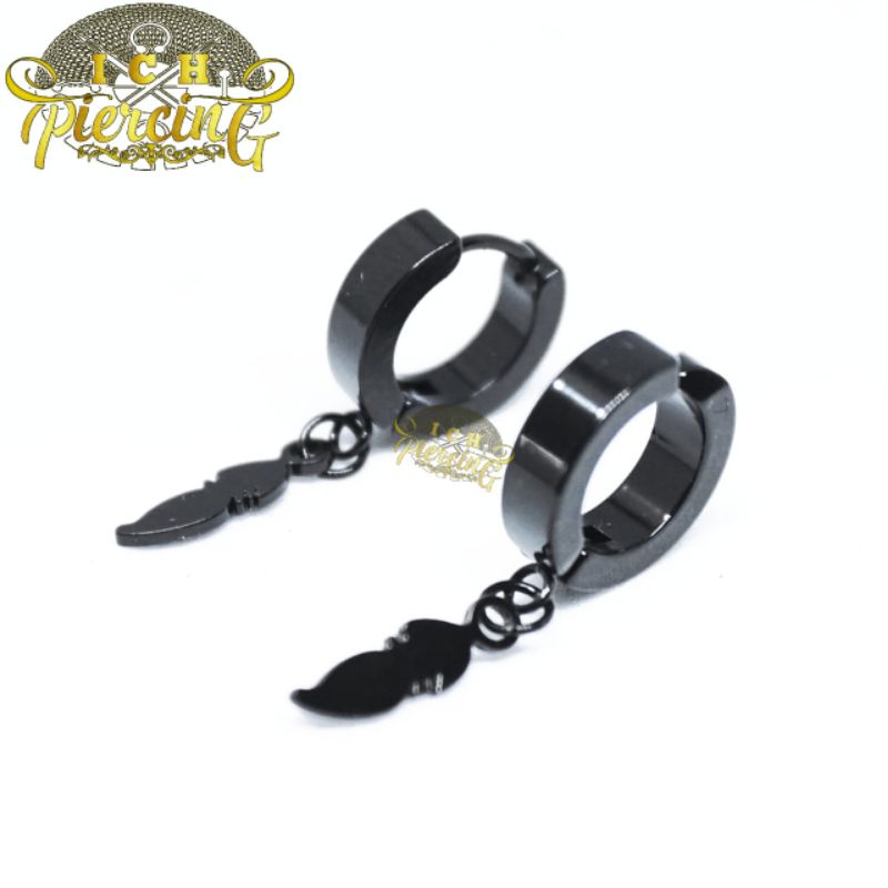 Anting Gantung Black Model Buku Kecil / Anting Korea hitam Titanium steel Anti Karat