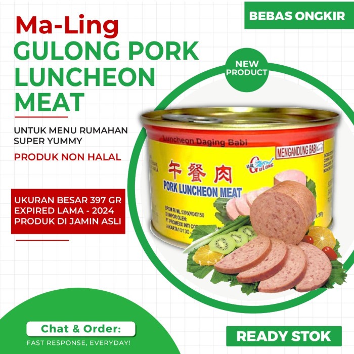 

5ds45ss Maling Gulong Pork Luncheon Meat 397Gram/Ham Babi/Babi Kaleng - Plus Buble Xa20X1