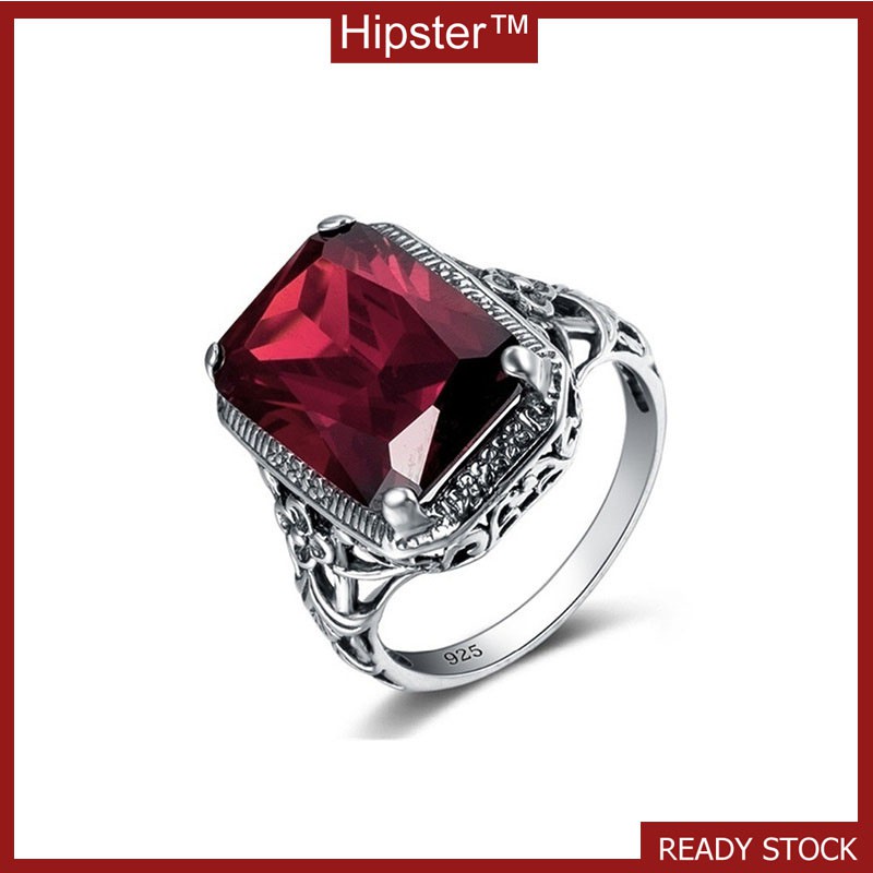 Hot Sale European and American New Vintage Inlaid Ruby Ring