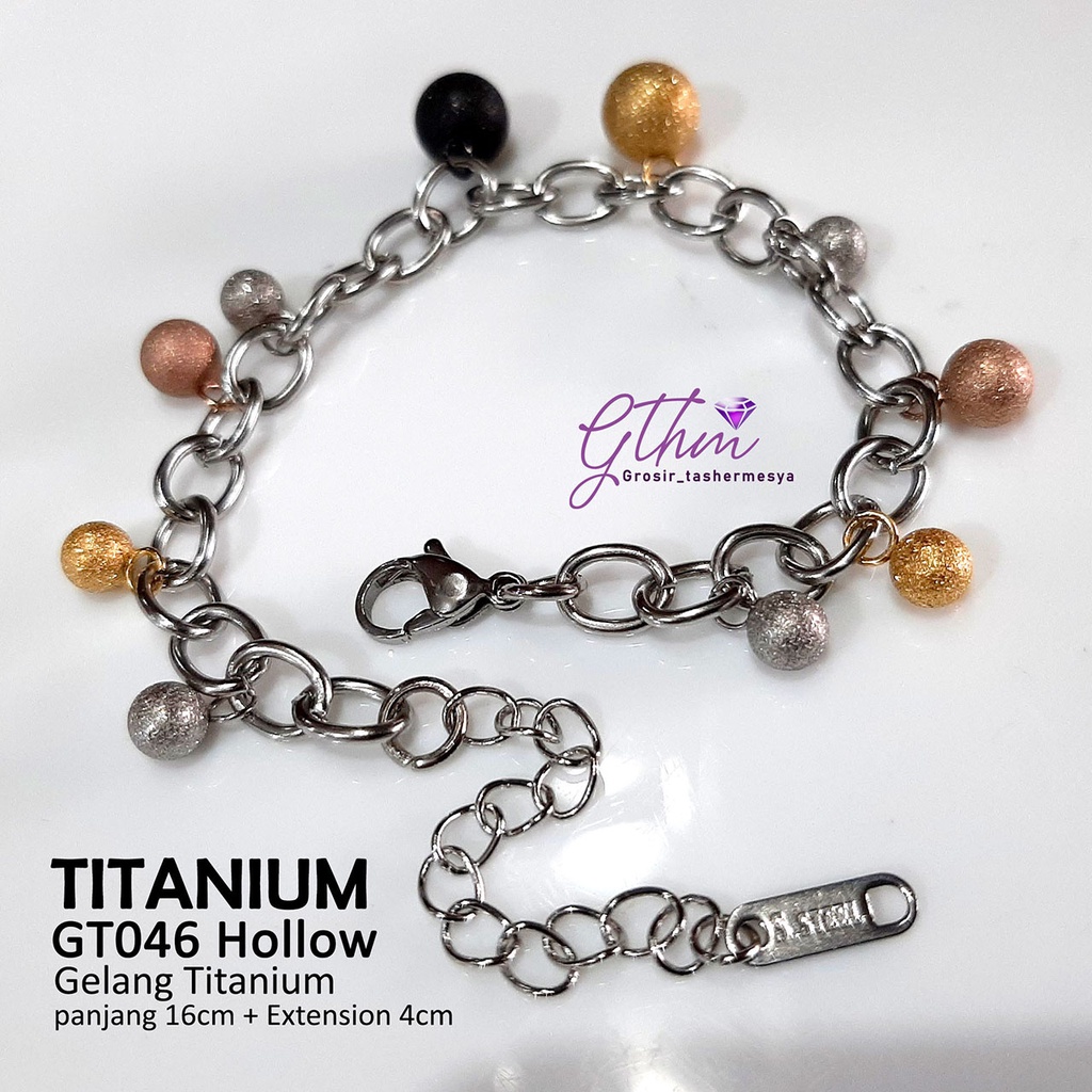 Gelang Titanium Bola Hollow Kombinasi Perhiasan fashion Import Kualitas Premium Anti Karat