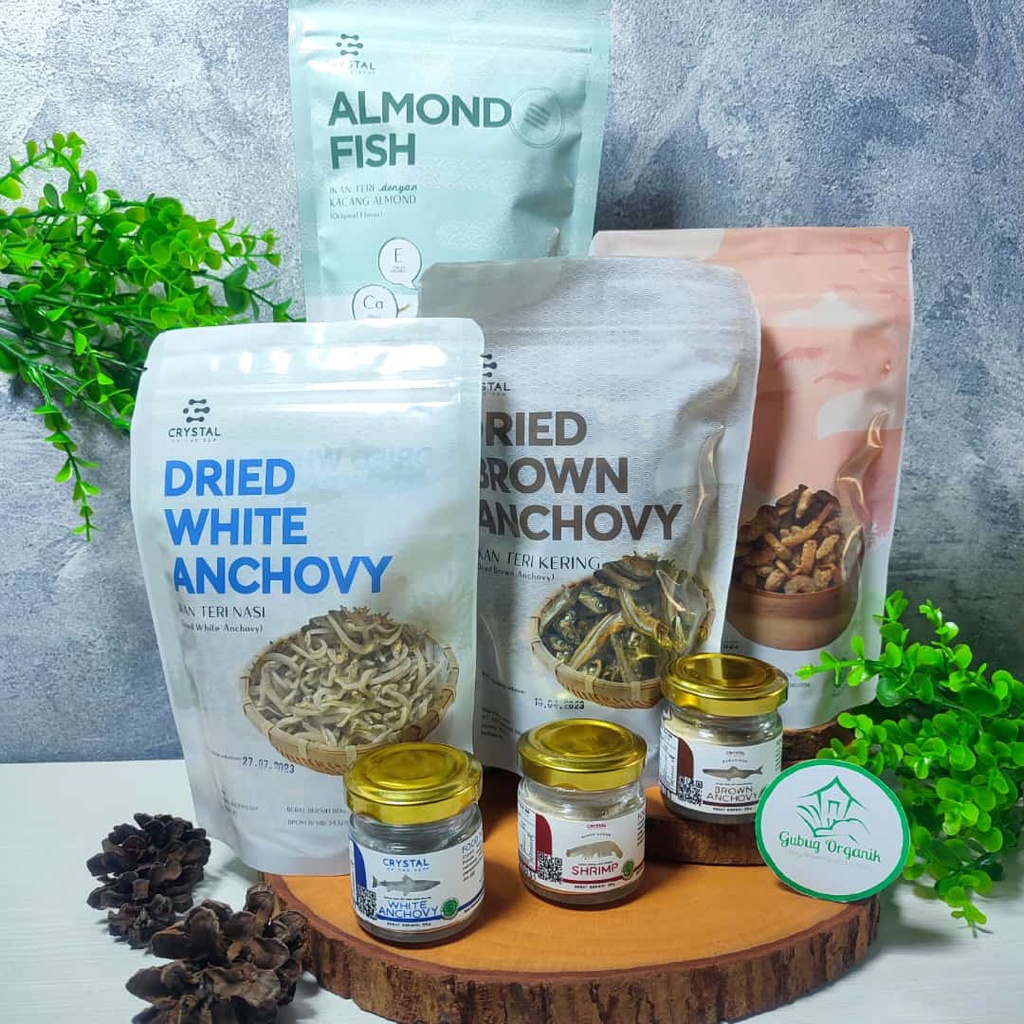 

LOW SALT NO pengawet dan formalin Dried white anchovy Teri Kering Chrystal of The Sea / Crystal of the Sea Ikan Teri