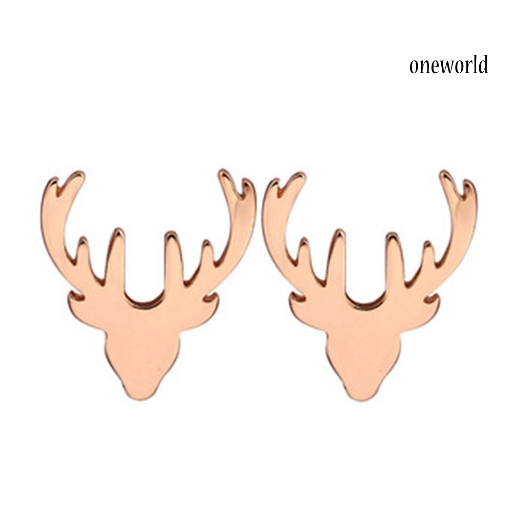 OW@ Cute Women Reindeer Antler Shape Animal Ear Stud Earrings Jewelry Birthday Gift