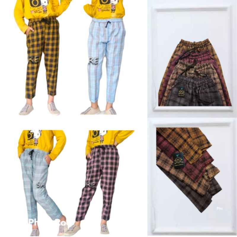 Celana Baggy Pants Anak Perempuan Motif Kotak 6-15 Tahun / Baggy Pants Anak Perempuan / Celana Anak Motif Kotak / Celana Anak Murah / Celana Anak Terbaru / Celana Panjang Anak Perempuan / Celana Anak Perempuan