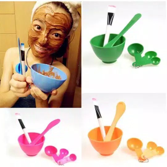 ♫ Megata ♫ A081 Mangkok Masker Set Mask Bowl Mangkok Masker DIY 4 IN 1 Kosmetik Brush Kuas