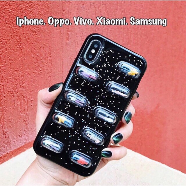 Capsule Black Case iPhone Oppo Vivo Xiaomi Samsung m20 a3s a5s J7+ C9 A9 Pro A20 A80 a10 a5 a3 2017