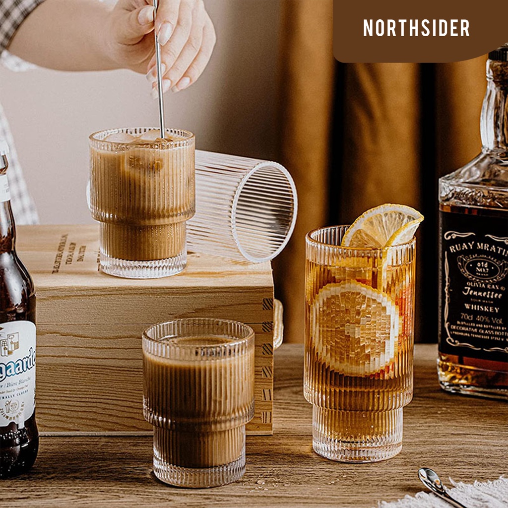 GELAS KACA KOPI TEH MINUMAN TEBAL COFFEE NORDIC RIPPLE GLASS
